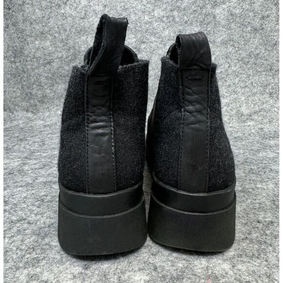 Eileen Fisher Finn Chelsea Boots Womens Size 7.5 Leather Black Wool Pullon Ankle - Picture 4 of 10